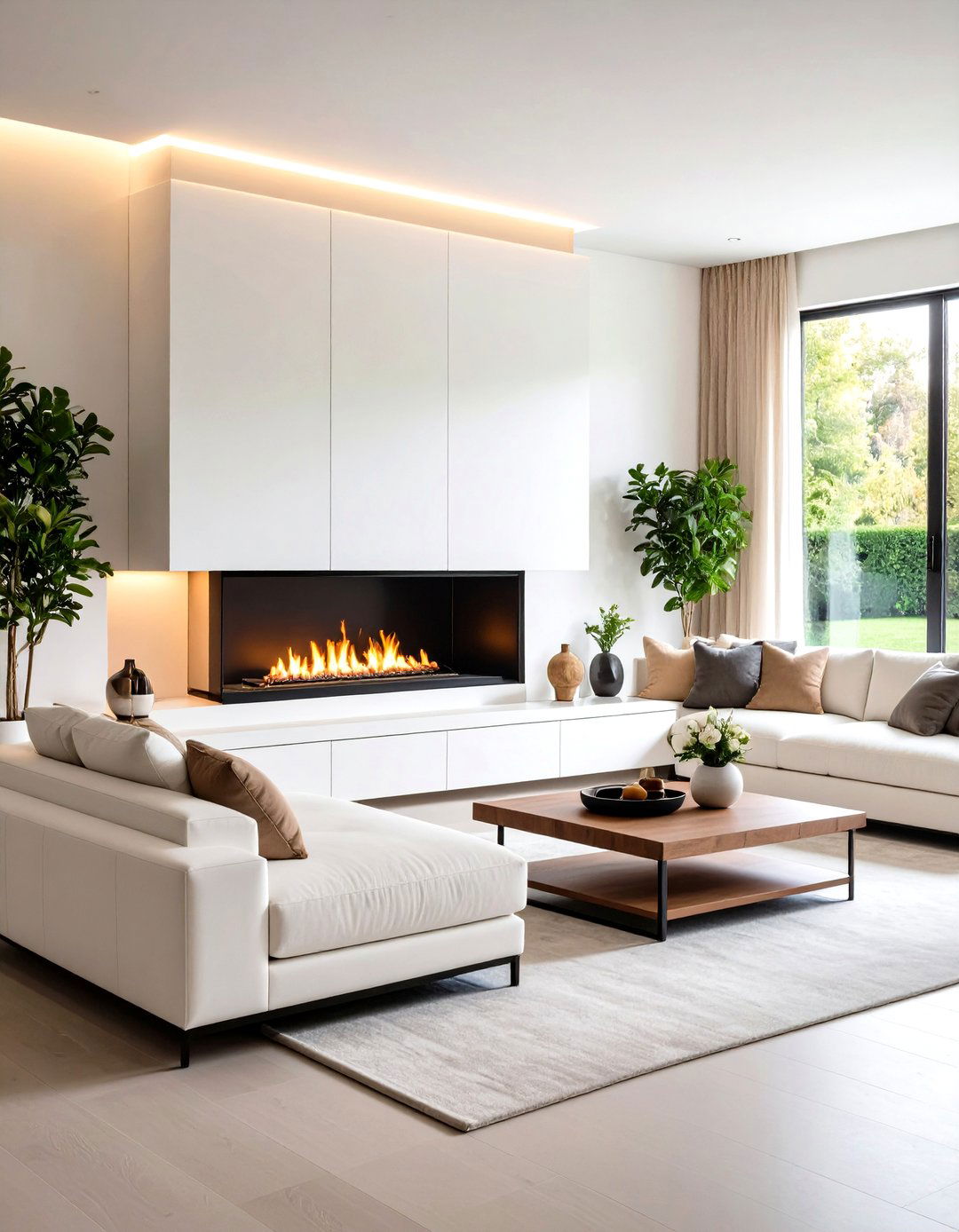 Minimalist Floating Console Design - 24 Fireplace Built-in Ideas