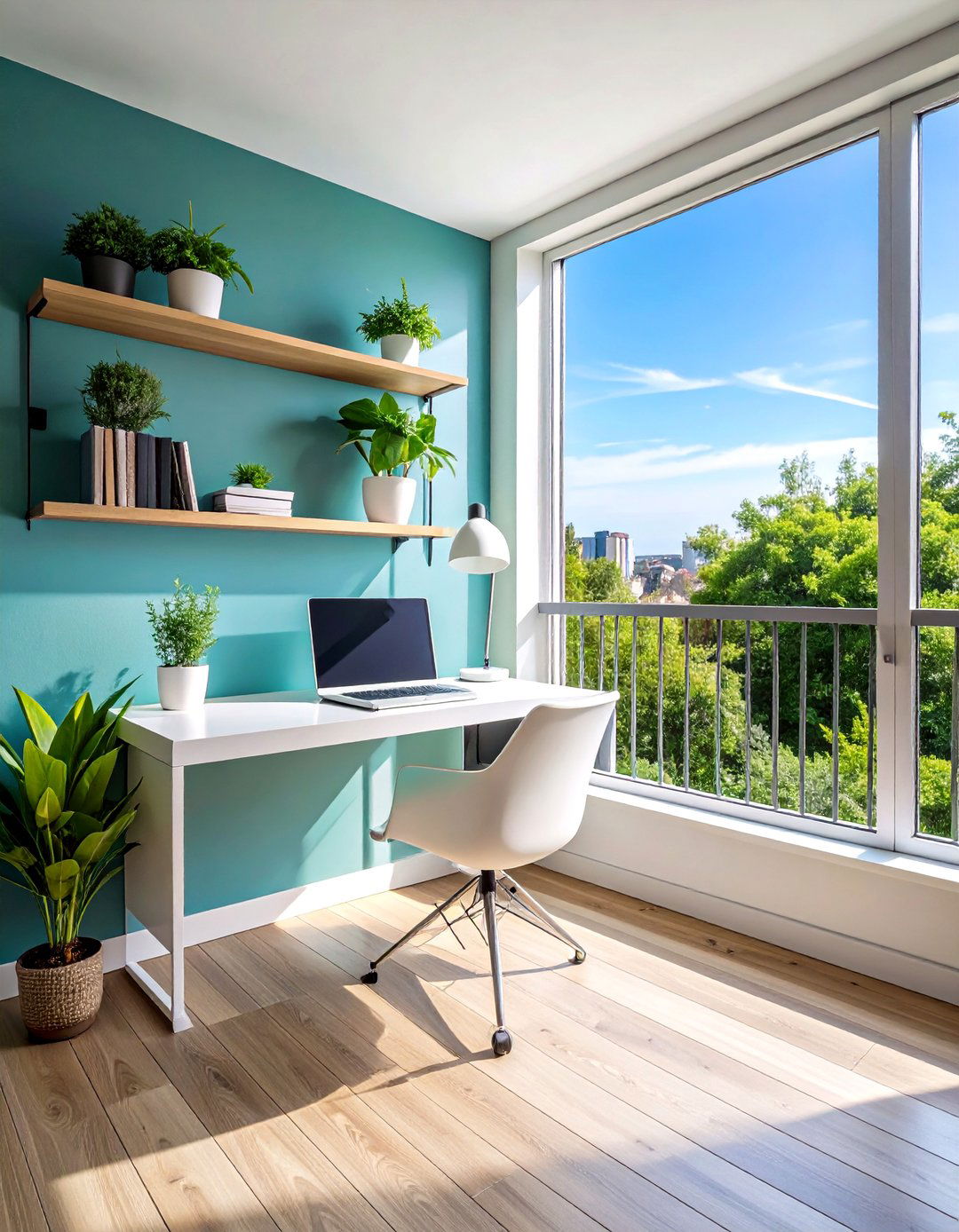 Minimalist Floating Desk Setup - 24 Balcony Office Ideas