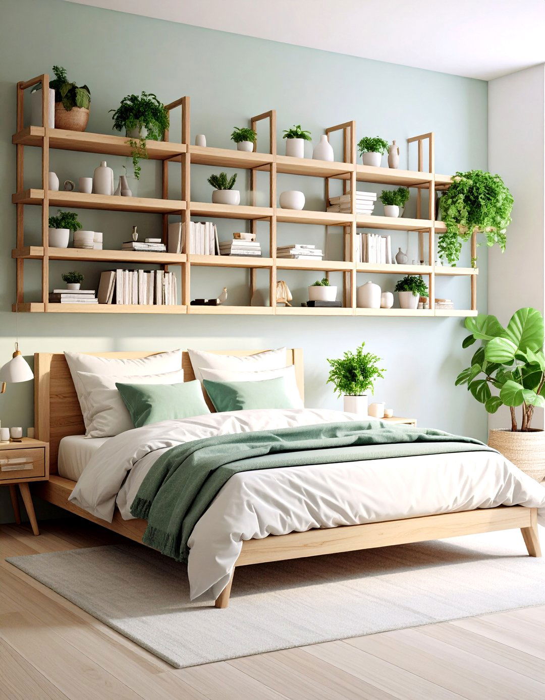 Minimalist Floating Shelf Ecosystems - 24 Bedroom Wall Decor Ideas