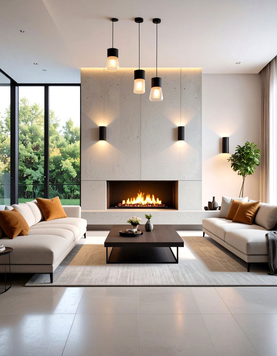 Minimalist Flush Mount Sconces with Clean Fireplace Lines - 24 Fireplace Sconces Ideas