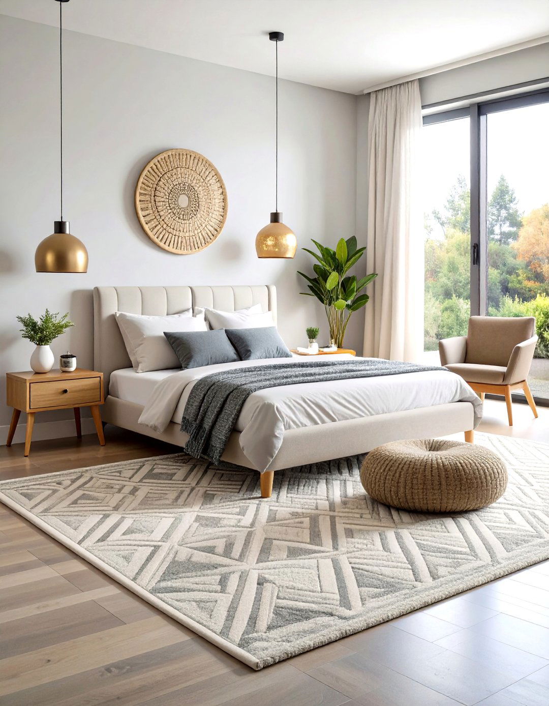 Minimalist Geometric Bedroom Rugs - 24 bedroom rug ideas