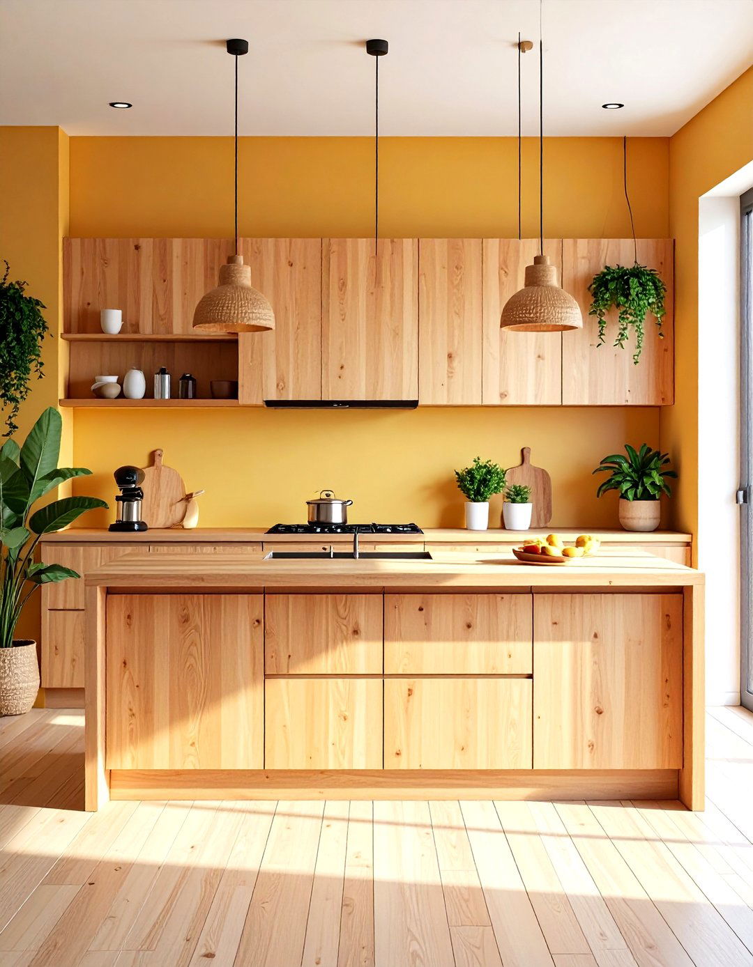 Minimalist Kitchen with Bamboo Butcher Block - 24 Kitchens With Butcher Block Countertops