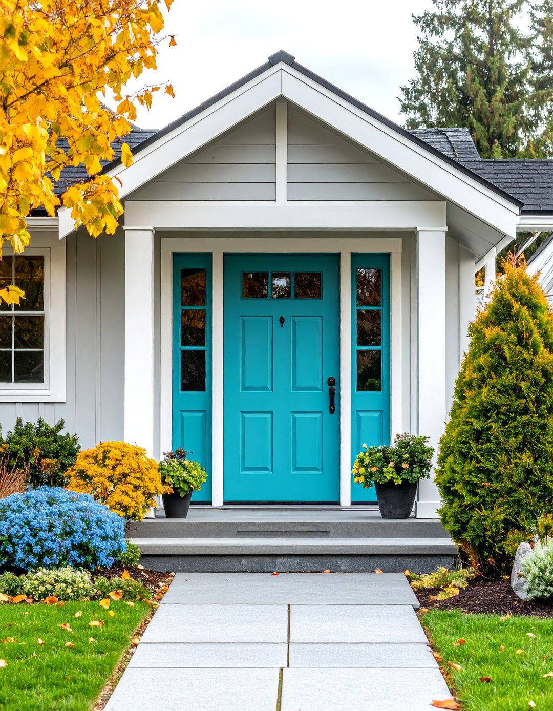 Minimalist Light Grey with Sage Blue Serenity - 24 Grey House With Blue Door Ideas