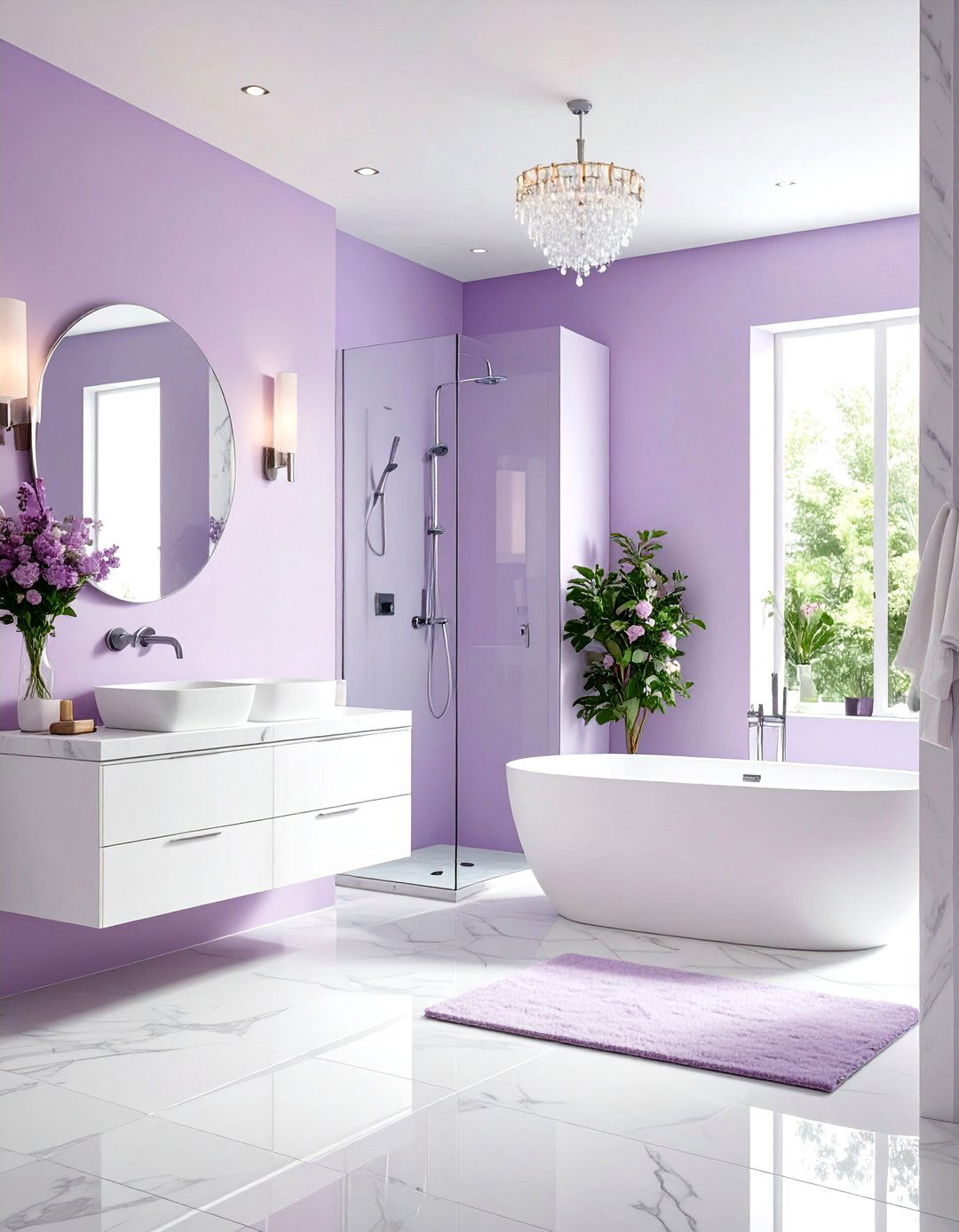 Minimalist Lilac Retreat - 24 Purple Bathroom Ideas