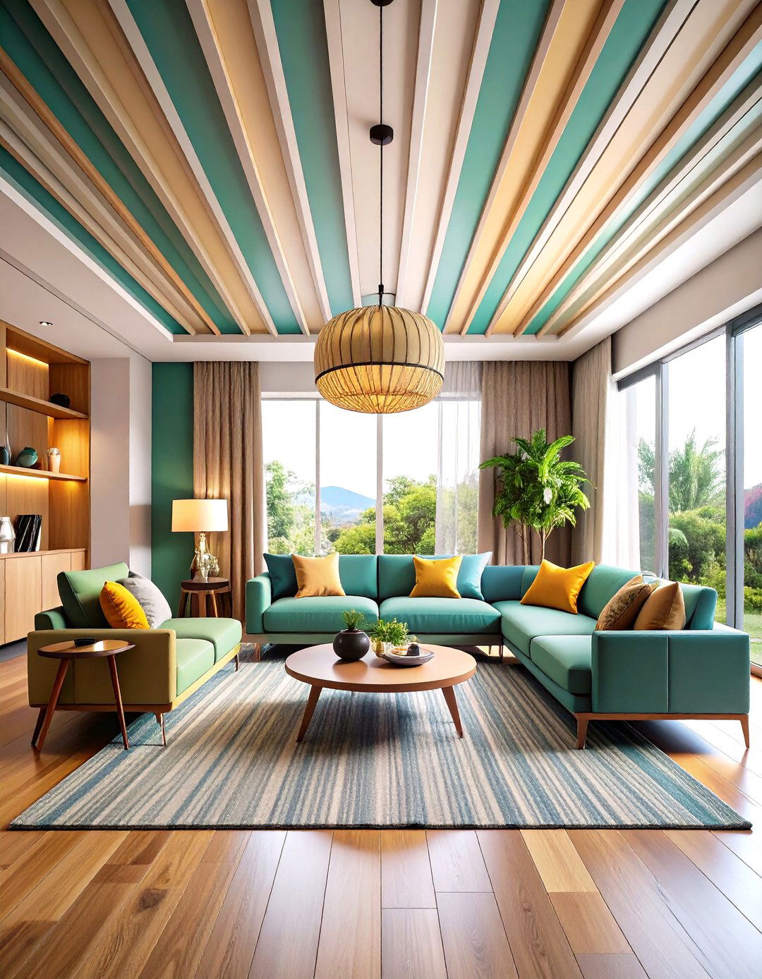 Minimalist Linear Ceiling Design - 24 Living Room Ceiling Ideas