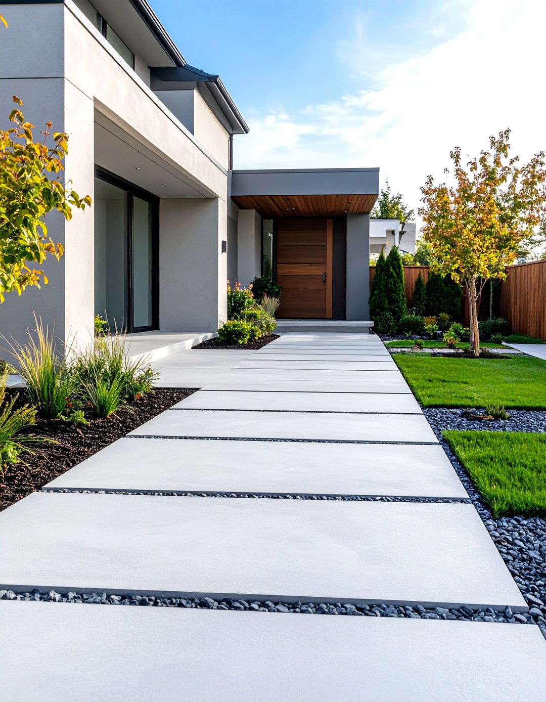 Minimalist Linear Concrete Pathway - 24 Concrete Walkway Ideas