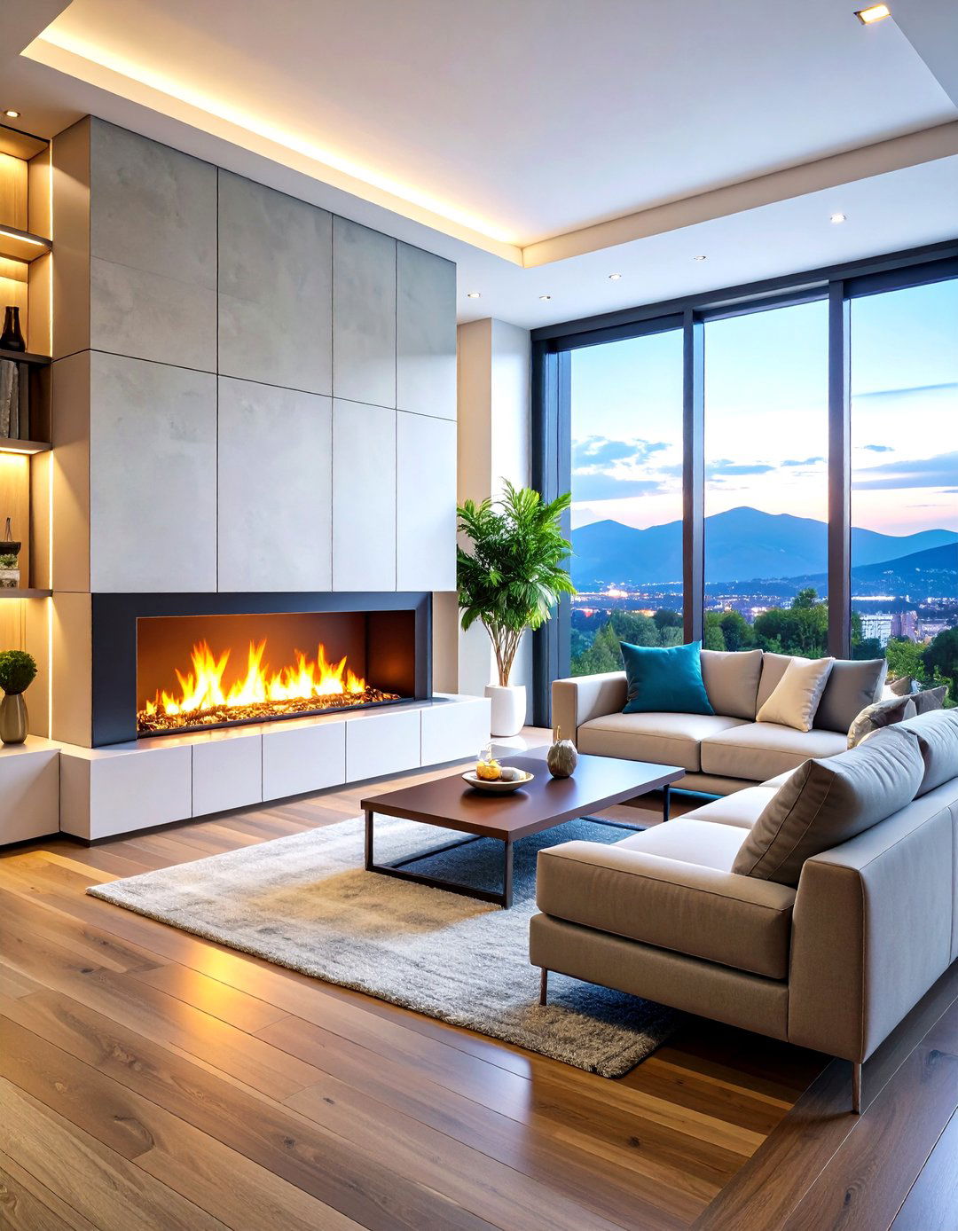 Minimalist Linear Electric Wall Mount - 24 3 Sided Fireplace Ideas