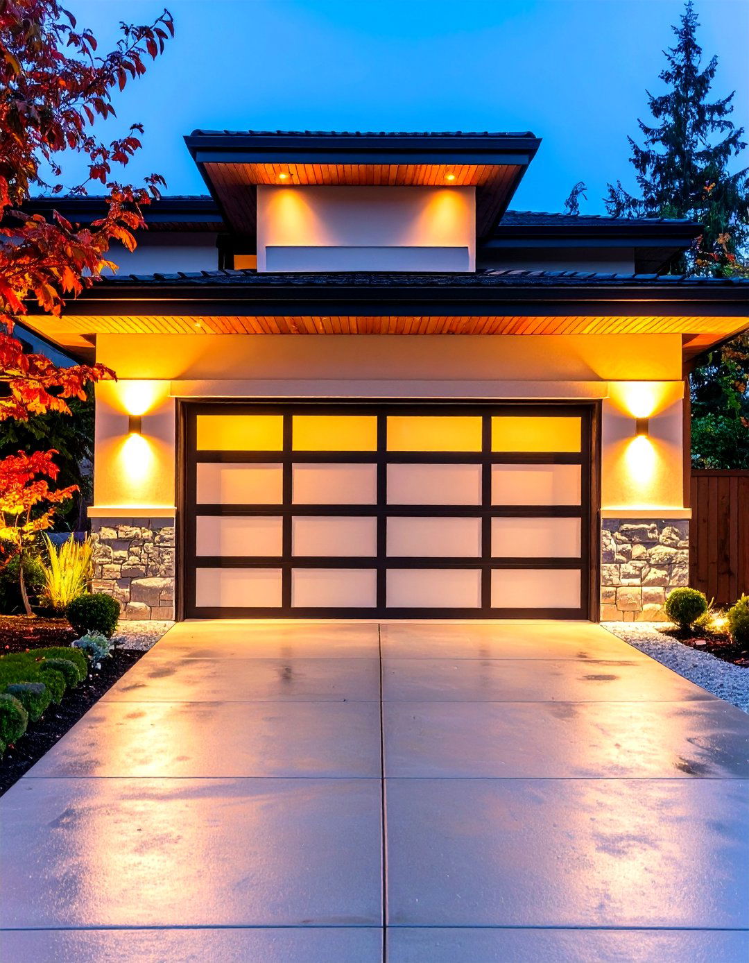 Minimalist Linear LED Strip Integration - 24 Exterior Garage Lighting Ideas