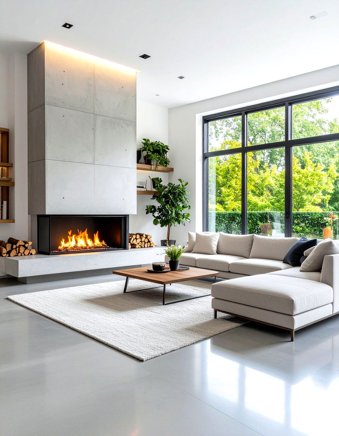 Minimalist Living Room with Fireplace Focal Point - 24 Minimalist Living Room Ideas