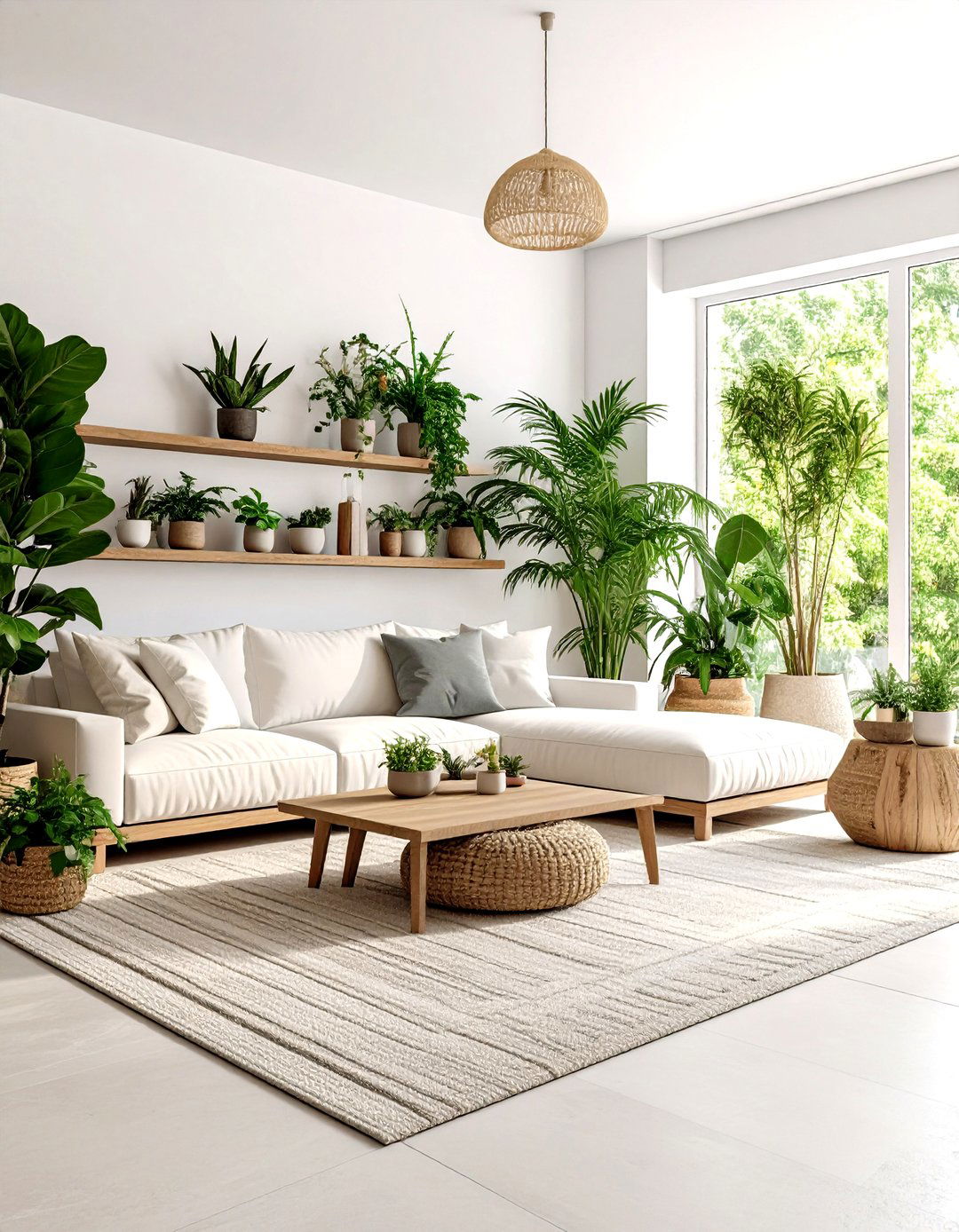 Minimalist Living Room with Plants Integration - 24 Minimalist Living Room Ideas