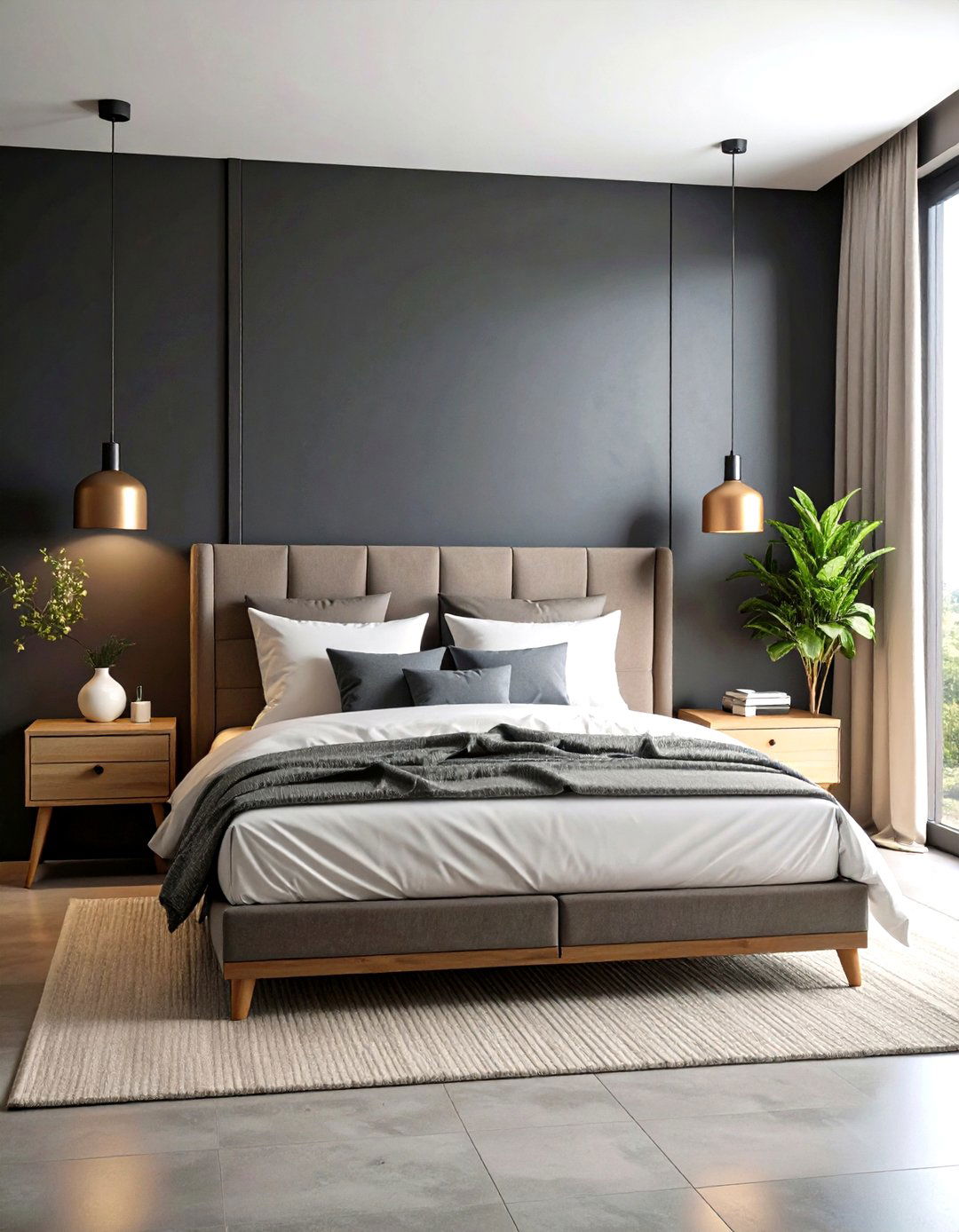 Minimalist Matte Black Accent Wall Design - 24 Matte Black Bedroom Ideas