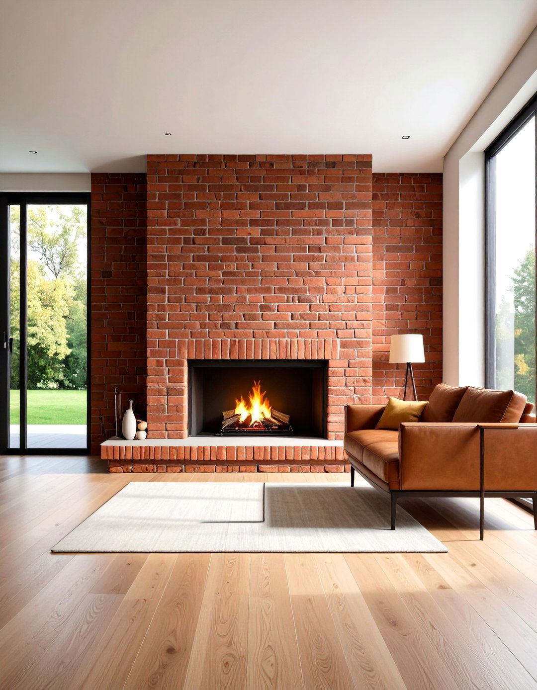 Minimalist Modern Brick Fireplace - 24 Rustic Brick Fireplace Ideas