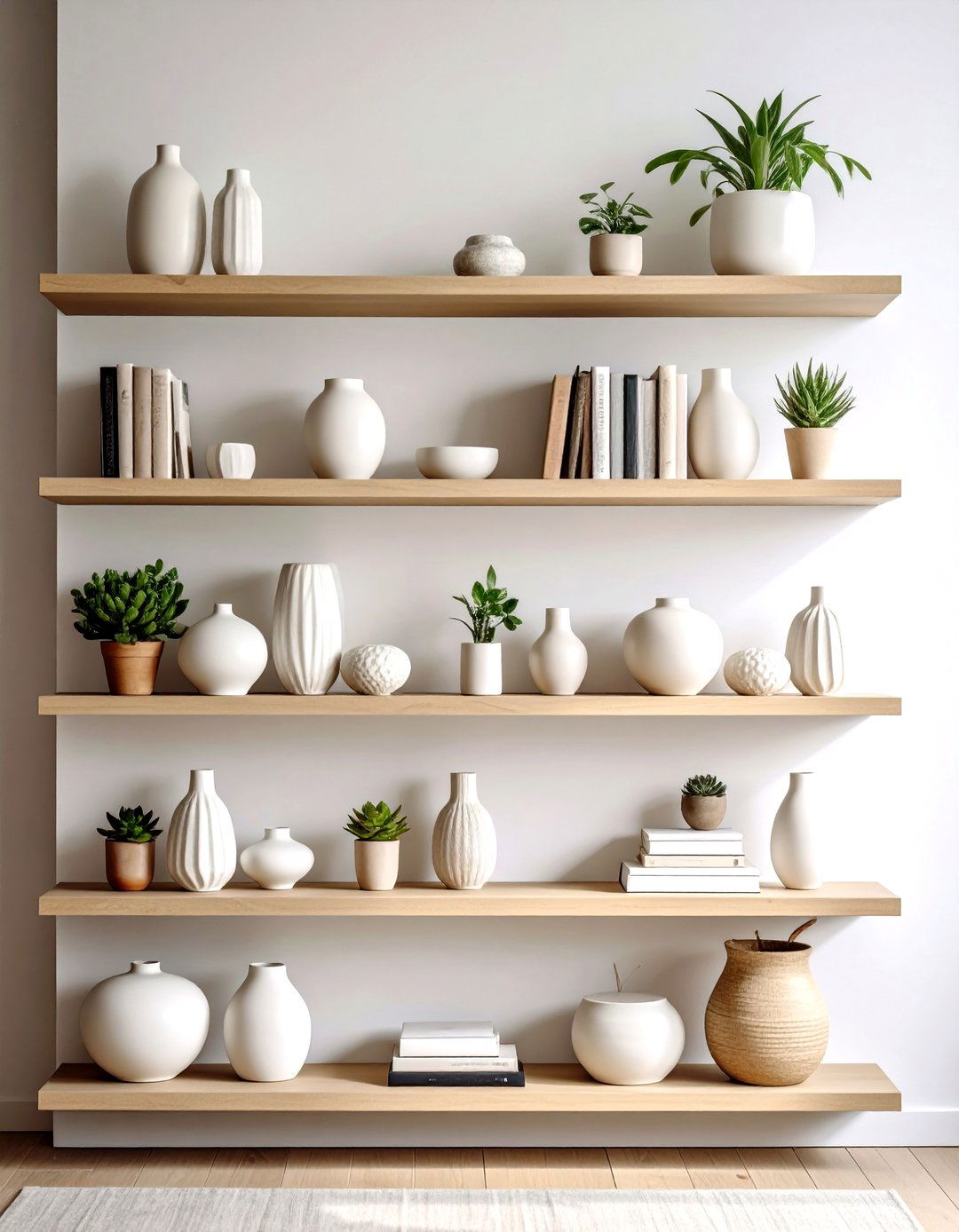 Minimalist Monochrome Floating Shelves - 24 Shelf Decor Ideas