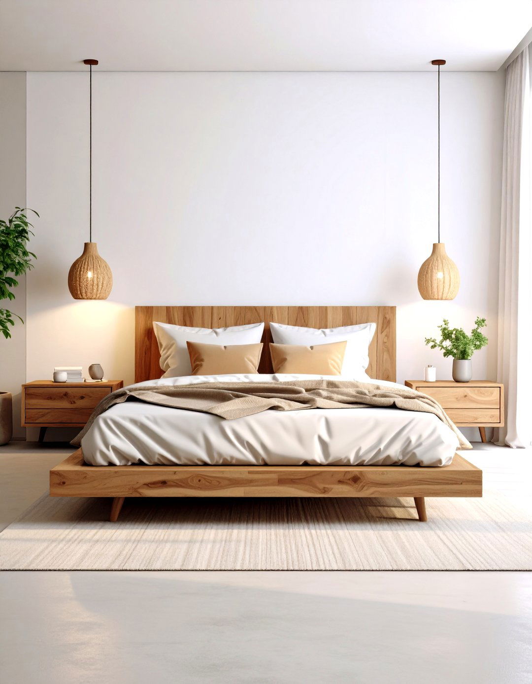 Minimalist Platform Bedroom with Floating Nightstands - 24 Modern Bedroom Ideas