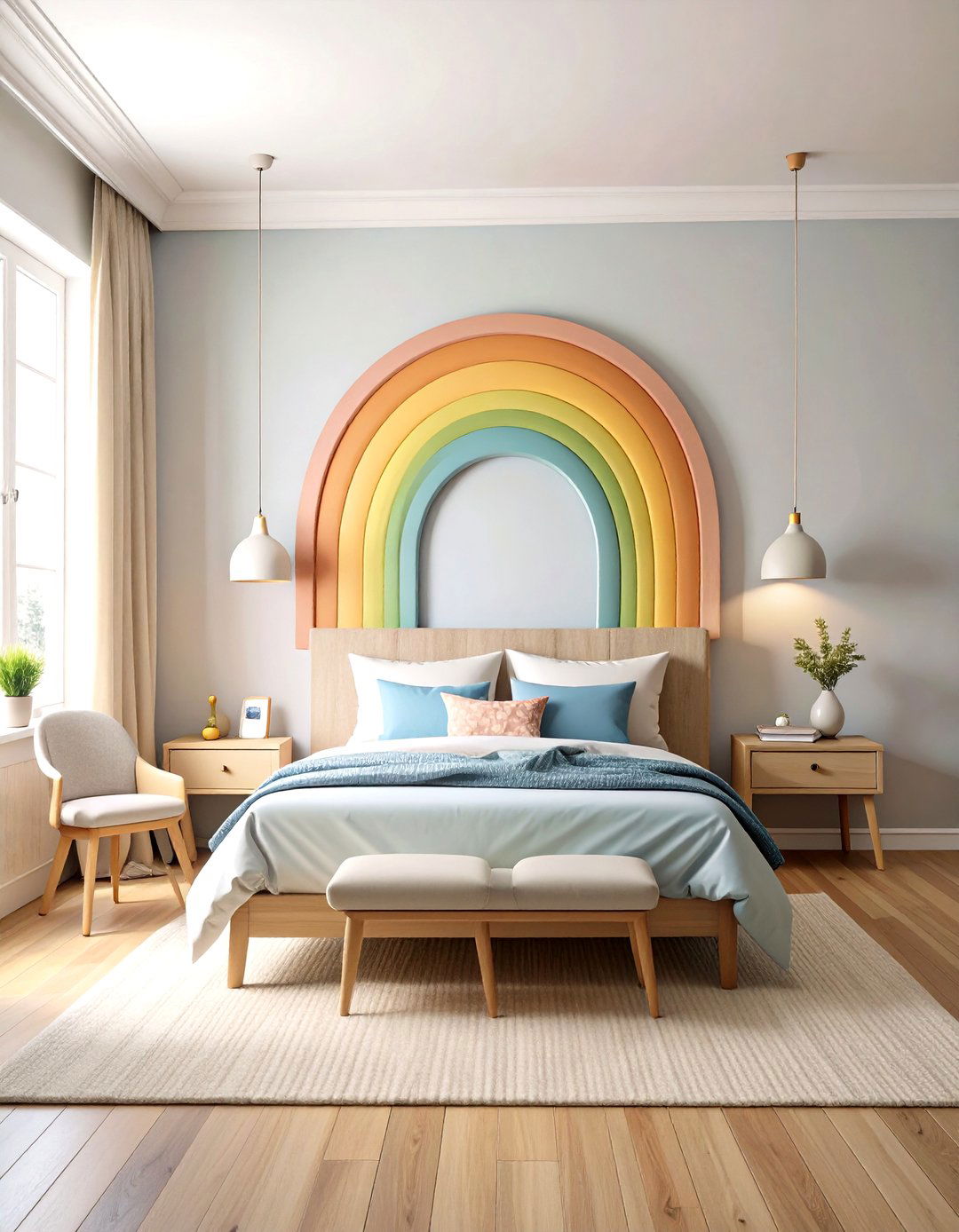 Minimalist Rainbow Pops - 24 Rainbow Bedroom Ideas