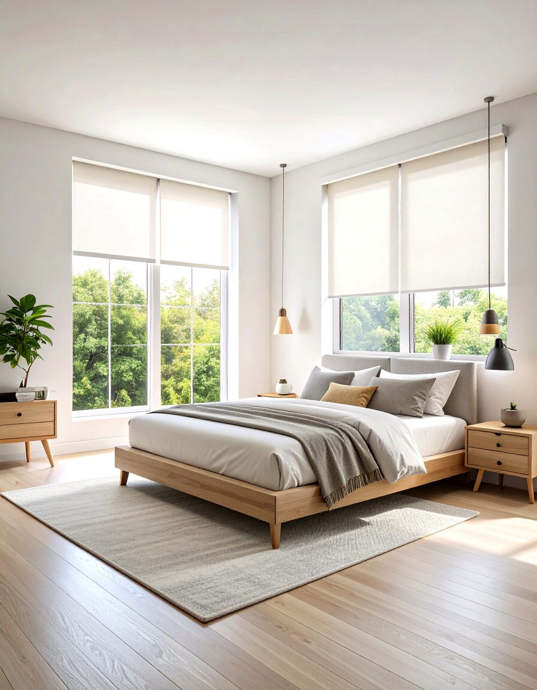 Minimalist Roller Shades for Clean Lines - 24 Bedroom Window Ideas
