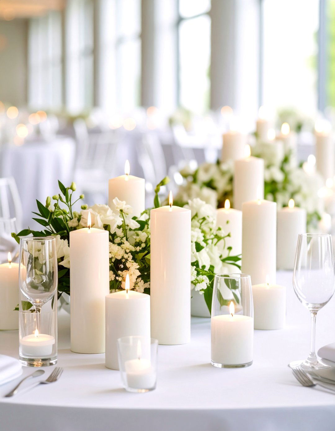 Minimalist White Centerpieces - 24 Black and White Wedding Ideas
