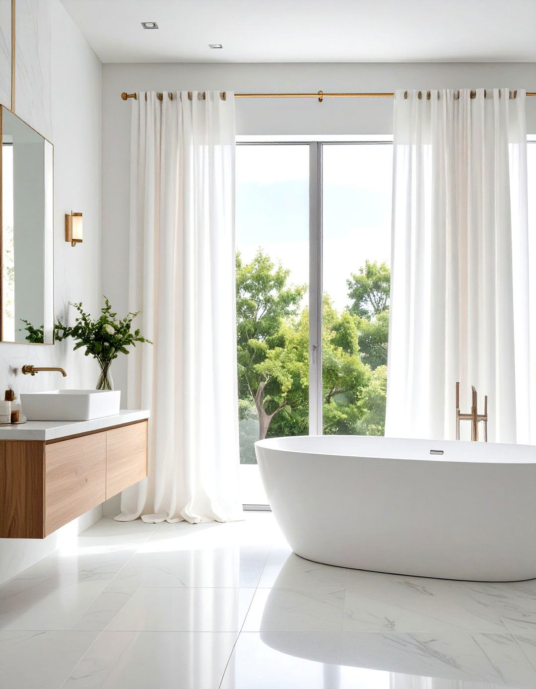 Minimalist White Curtain Designs - 24 bathroom curtain ideas