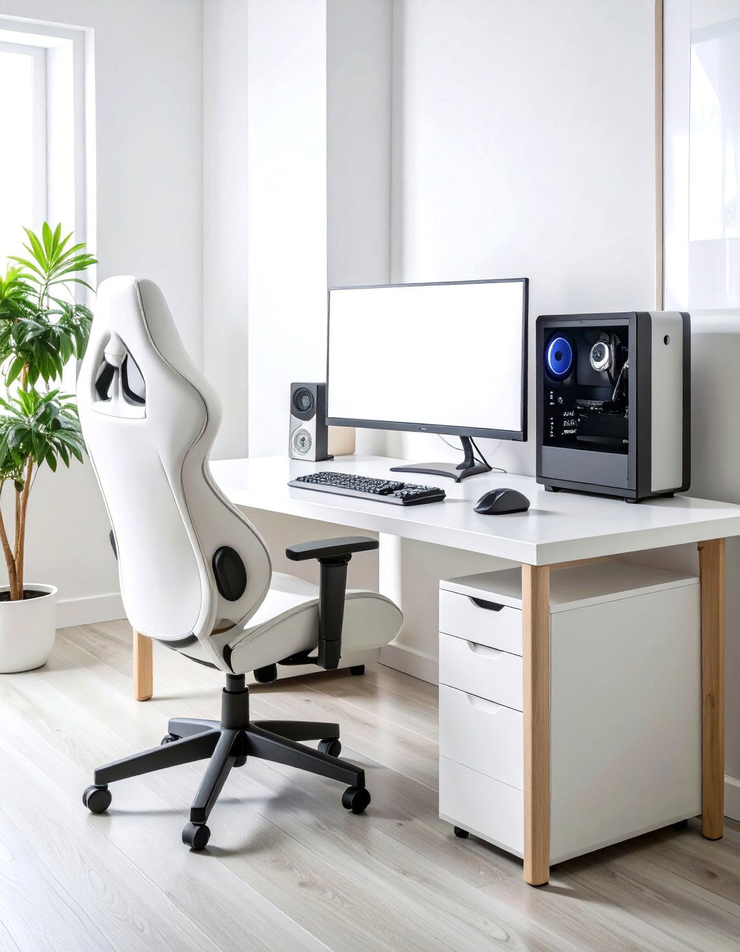 Minimalist White Gaming Sanctuary - 24 Gamer Girl Room Ideas