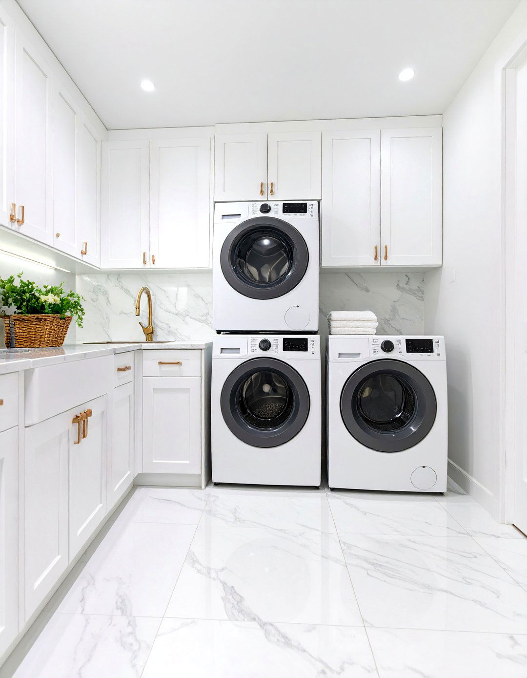Minimalist White Garage Laundry Room - 24 Garage Laundry Room Ideas