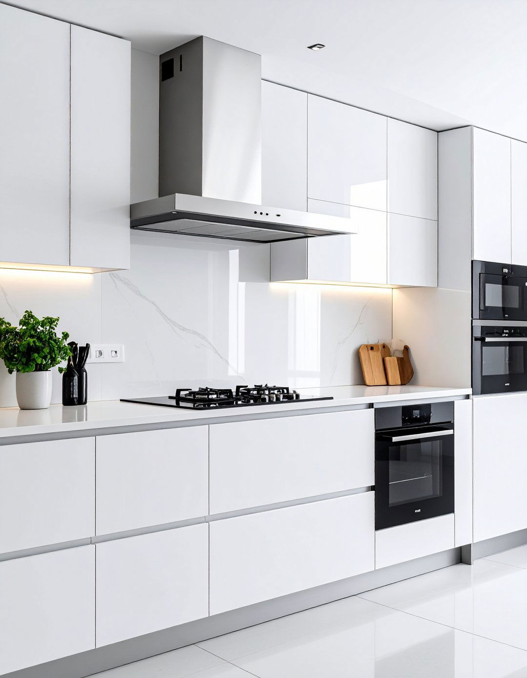 Minimalist White Linear Hood - 24 Range Hood Ideas