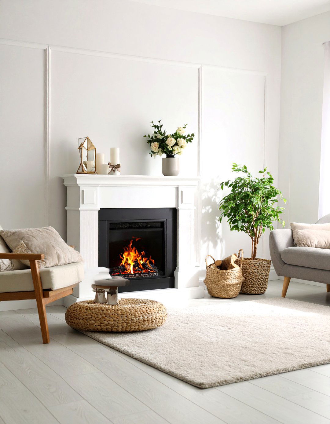 Minimalist White Mantel Design - 24 Small Living Room Fireplace Ideas