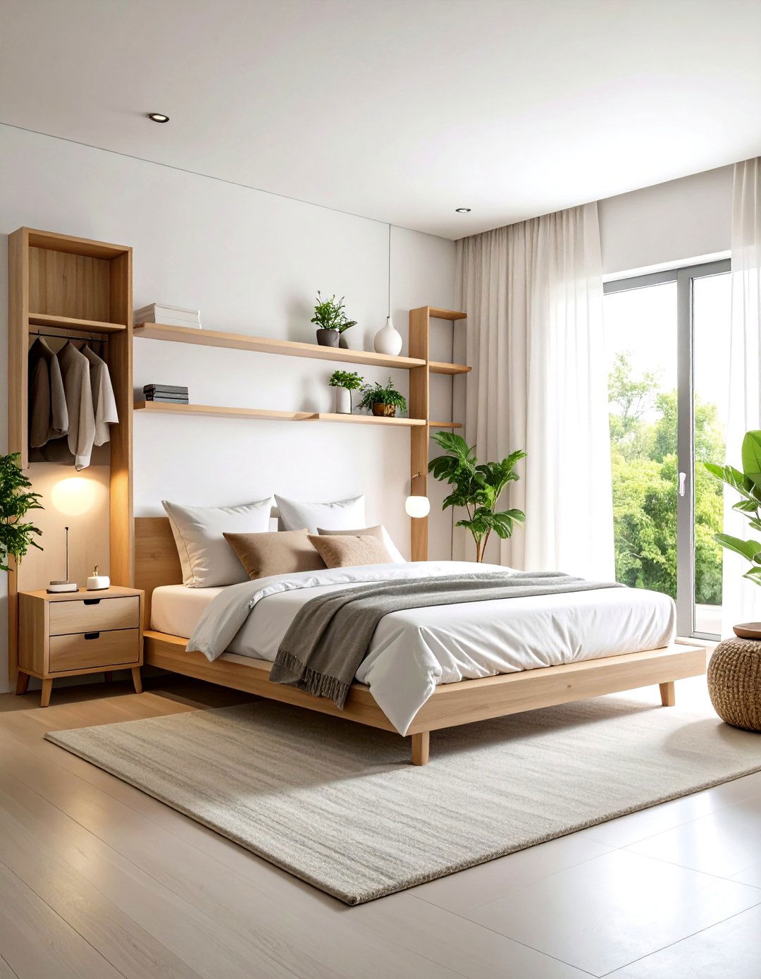 Minimalist White Small Bedroom with Built In Storage - 24 Small Bedroom Ideas