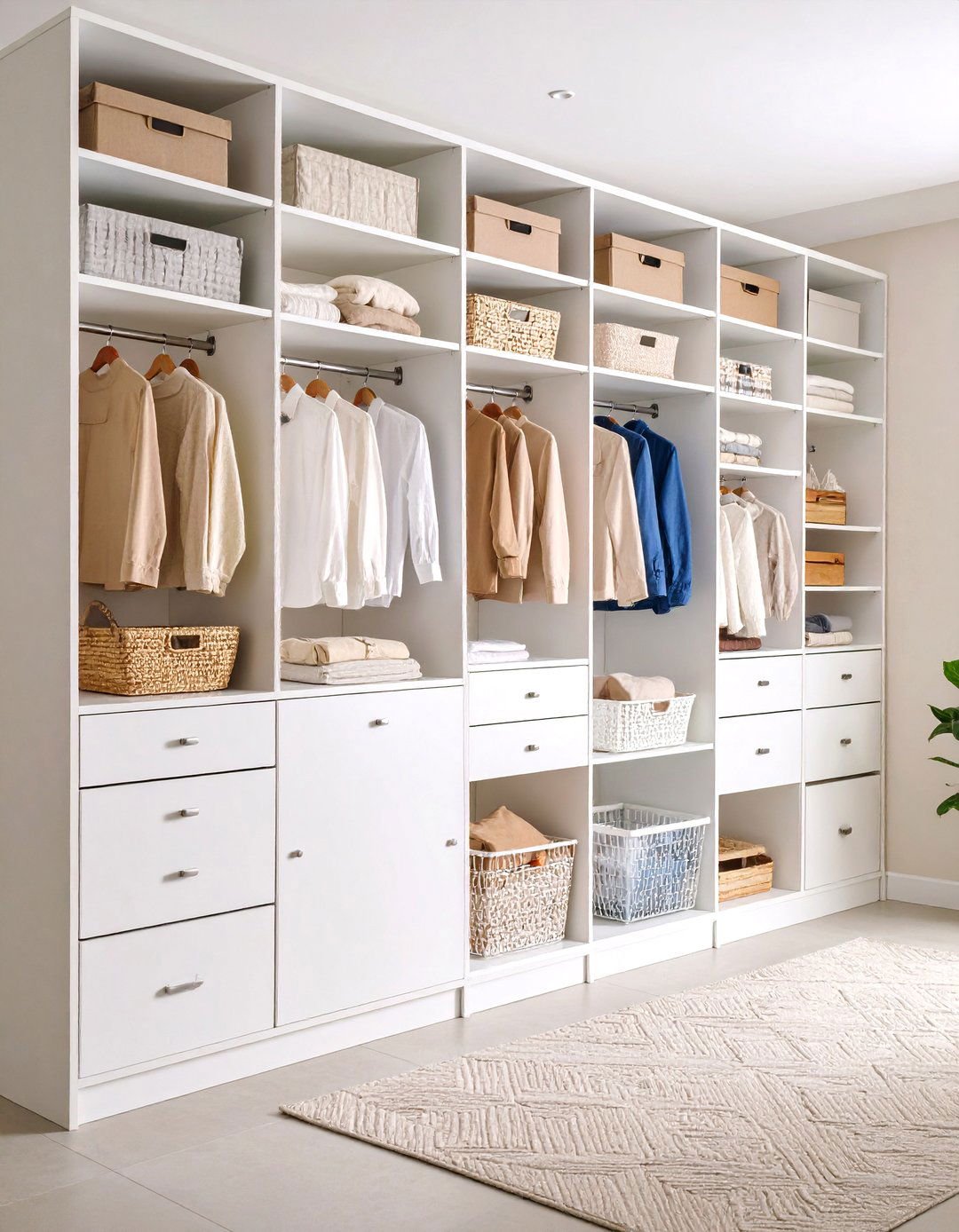 Minimalist White Storage System - 24 Entryway Closet Ideas