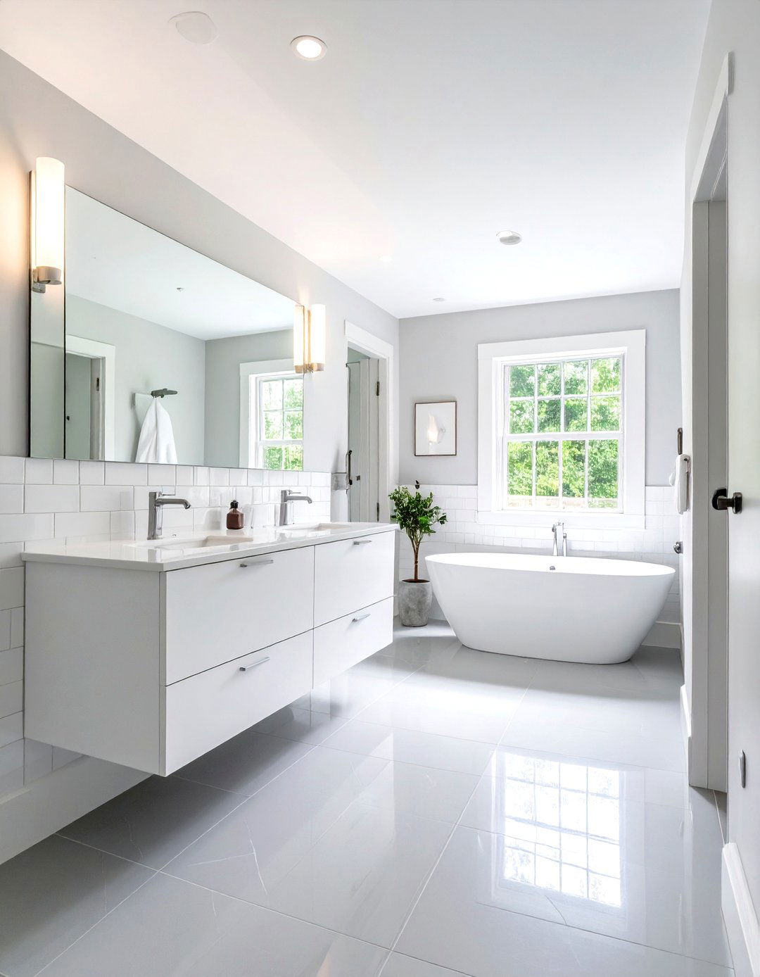 Minimalist White and Gray Sanctuary - 24 Hallway Bathroom Ideas