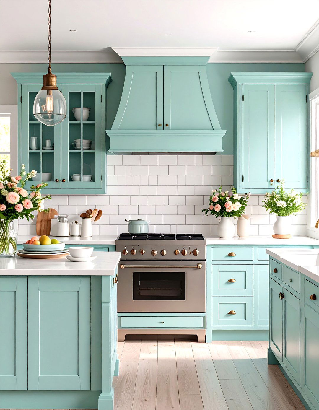 Mint Chip Green Shabby Chic Kitchen Style - 24 Green Kitchen Cabinet Ideas