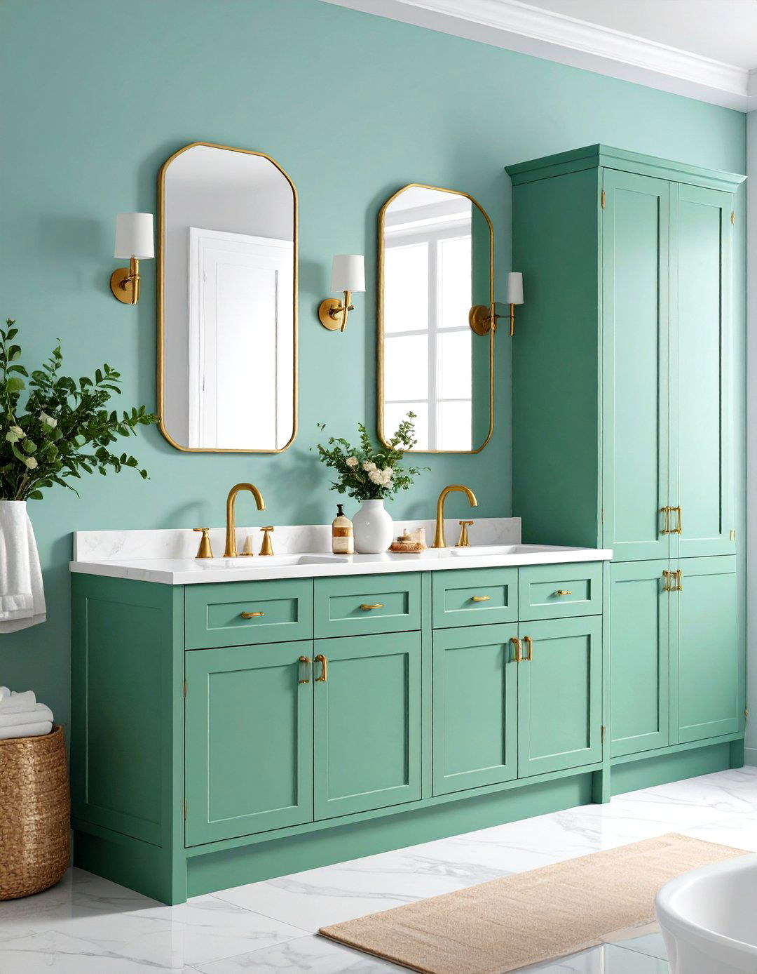 Mint Green Bathroom Cabinets - 24 Bathroom Cabinet Color Ideas