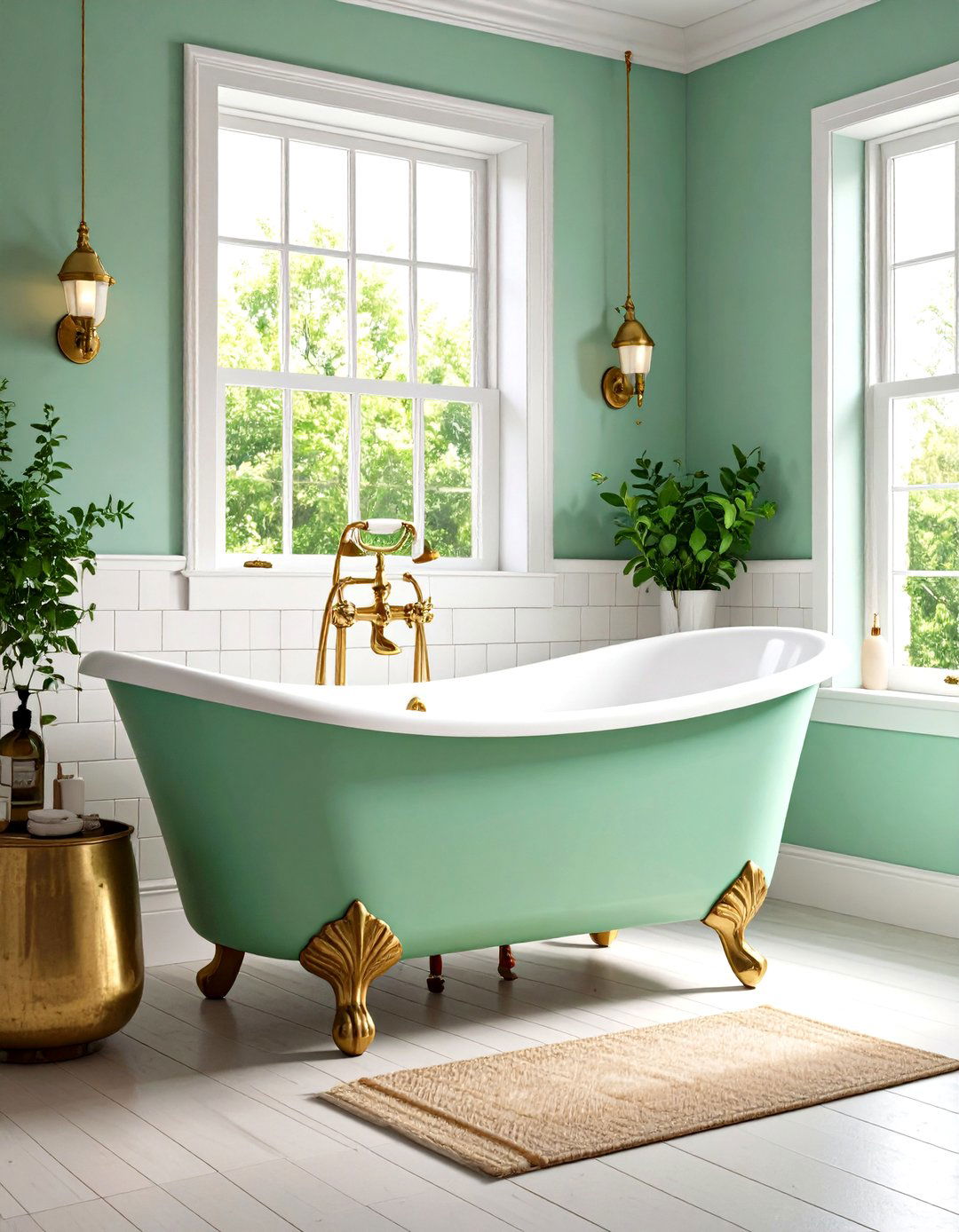 Mint Green Clawfoot Tub - 24 Small Green Bathroom Ideas