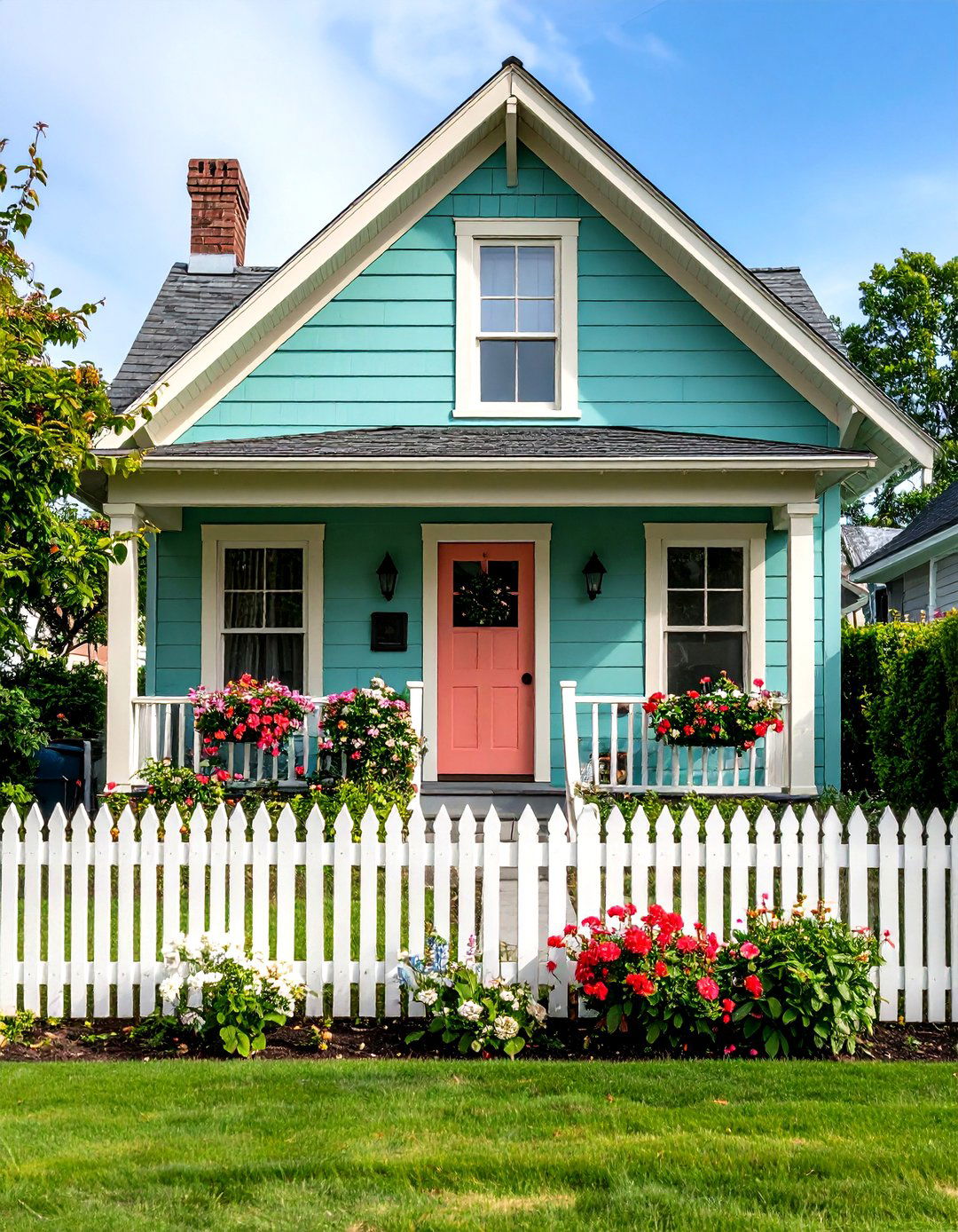 Mint Green Cottage Style Design - 24 Green Exterior House Paint Ideas