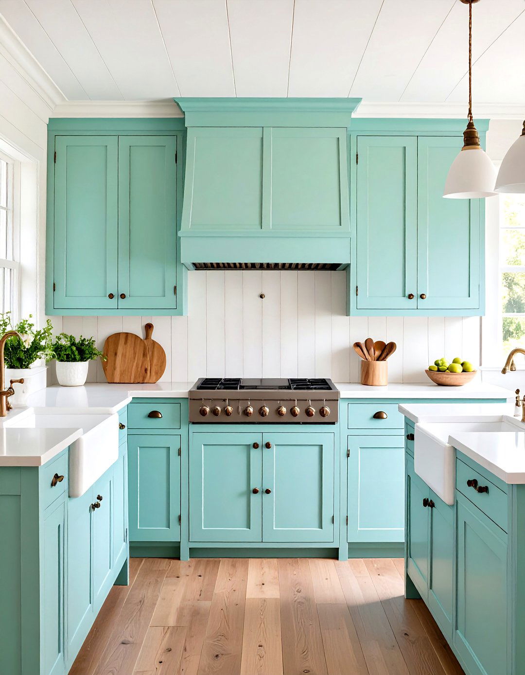 Mint Green Cottage Style Kitchen Cabinets - 24 Green Kitchen Cabinet Ideas