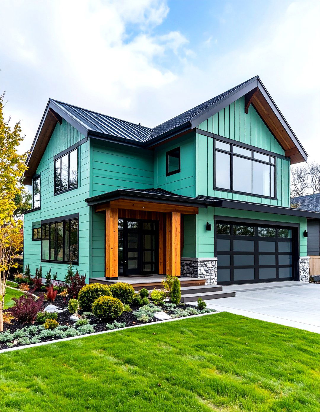 Mint Green Fresh Contemporary Appeal - 24 Dark Green Exterior Paint Color Schemes