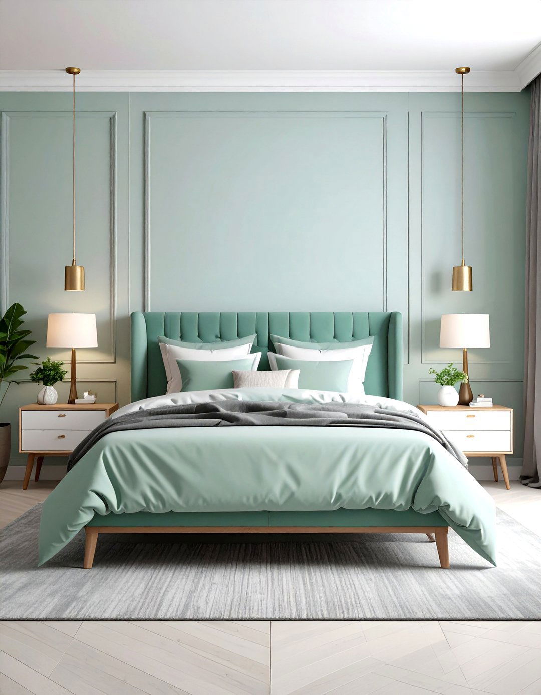 Mint Green Fresh Modern with White and Gray - 24 blue and green bedroom ideas