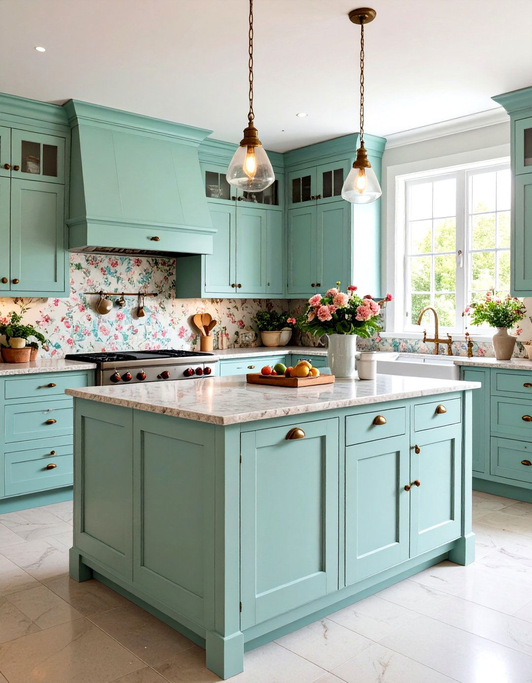 Mint Green Granite Shabby Chic Kitchen - 24 Kitchen With Green Countertops Ideas