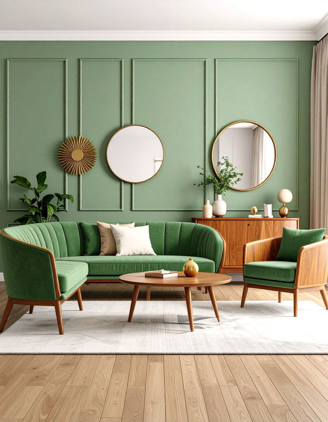 Mint Green Retro Living Room - 24 Green Living Room Ideas