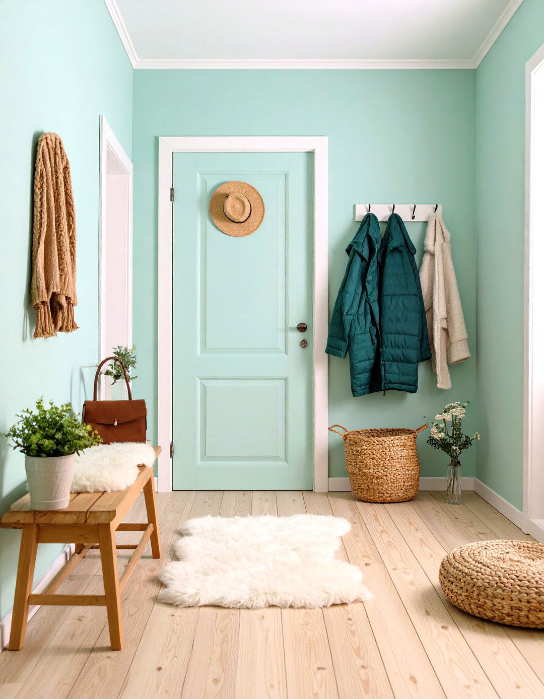 Mint Green Scandinavian Hallway - 24 Green Hallway Ideas