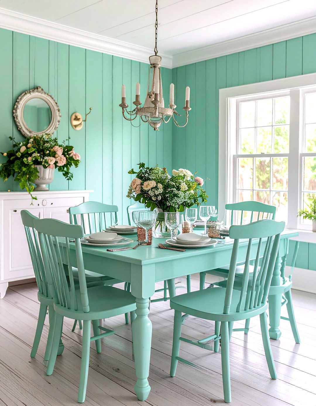 Mint Green Shiplap Vintage Charm - 24 Shiplap Dining Room Wall Ideas