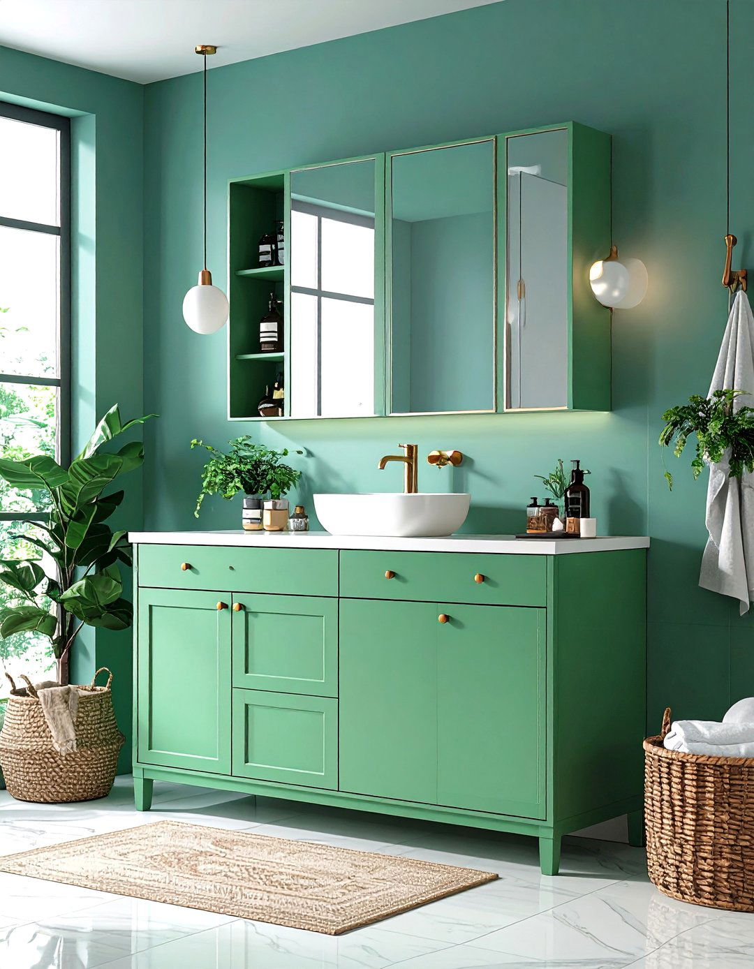 Mint Green Smart Storage Solutions with Hidden Compartments - 24 Mint Green Bathroom Ideas