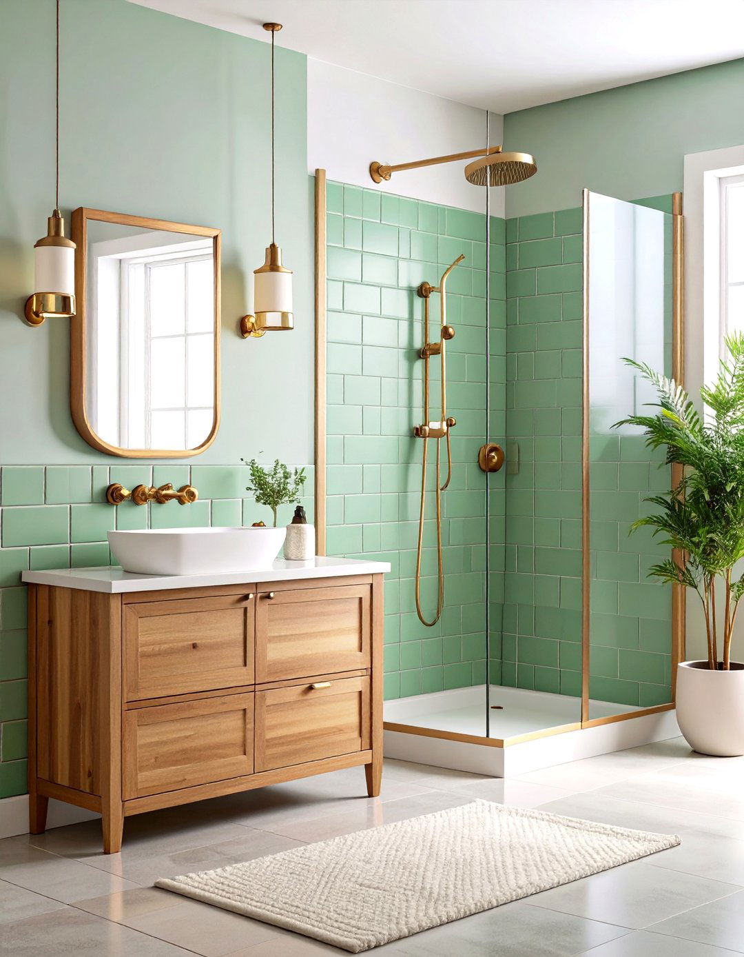 Mint Green Subway Tiles - 24 Small Green Bathroom Ideas