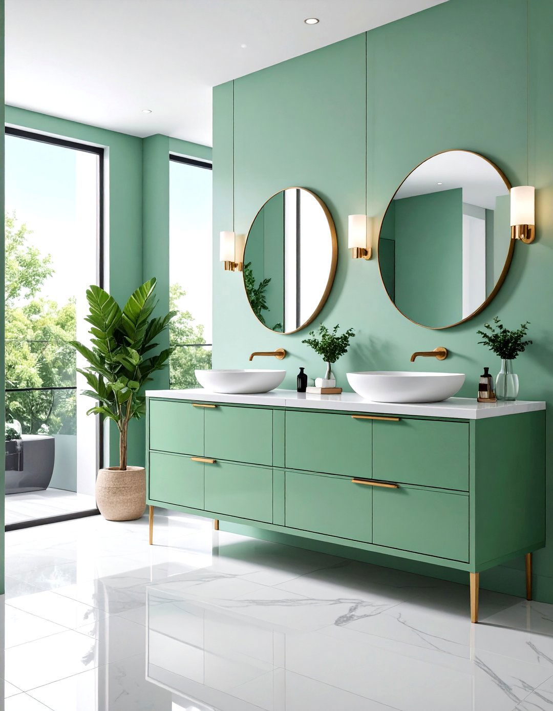 Mint Green Vanity with Chrome Fixtures - 24 Bathroom With Green Vanity