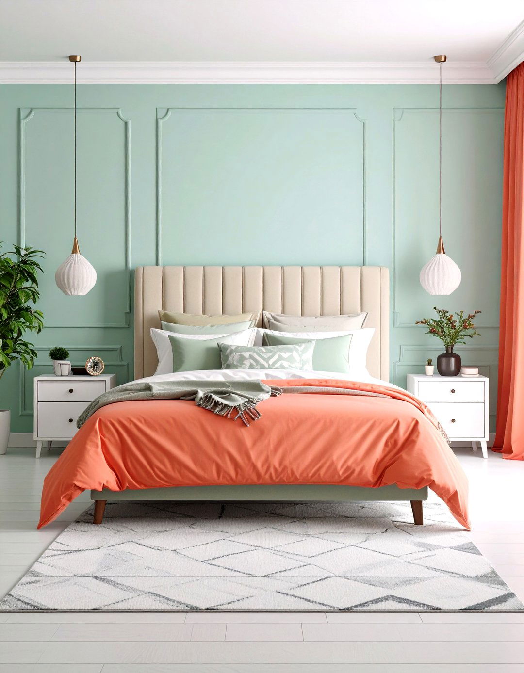Mint Green and Coral Color Palette Bedroom - 24 Pastel Bedroom Ideas