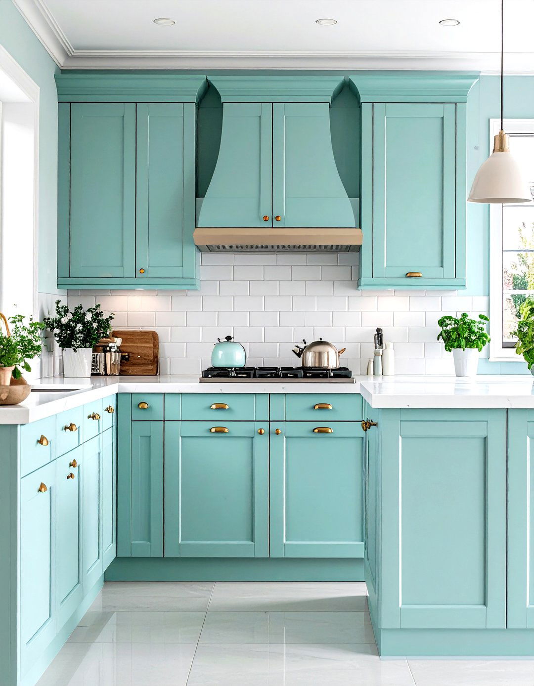Mint and White Monochrome Kitchen - 24 Mint Kitchen Decor Ideas