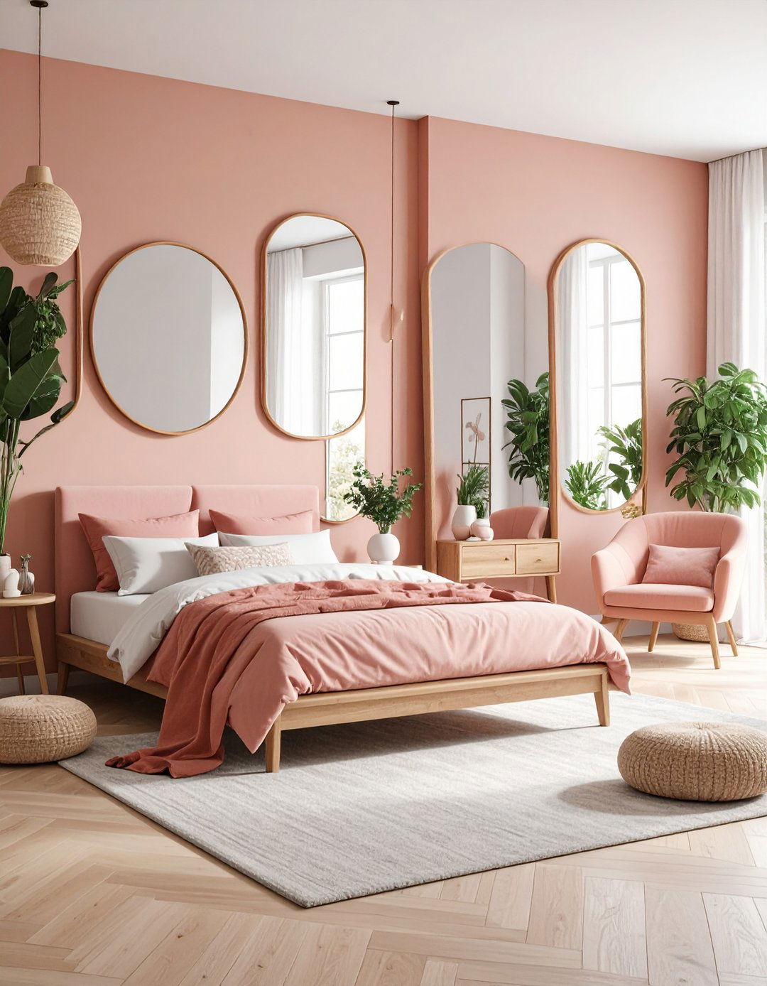 Mirror Collection with Pink Frames - 24 Pink Boho Bedroom Ideas