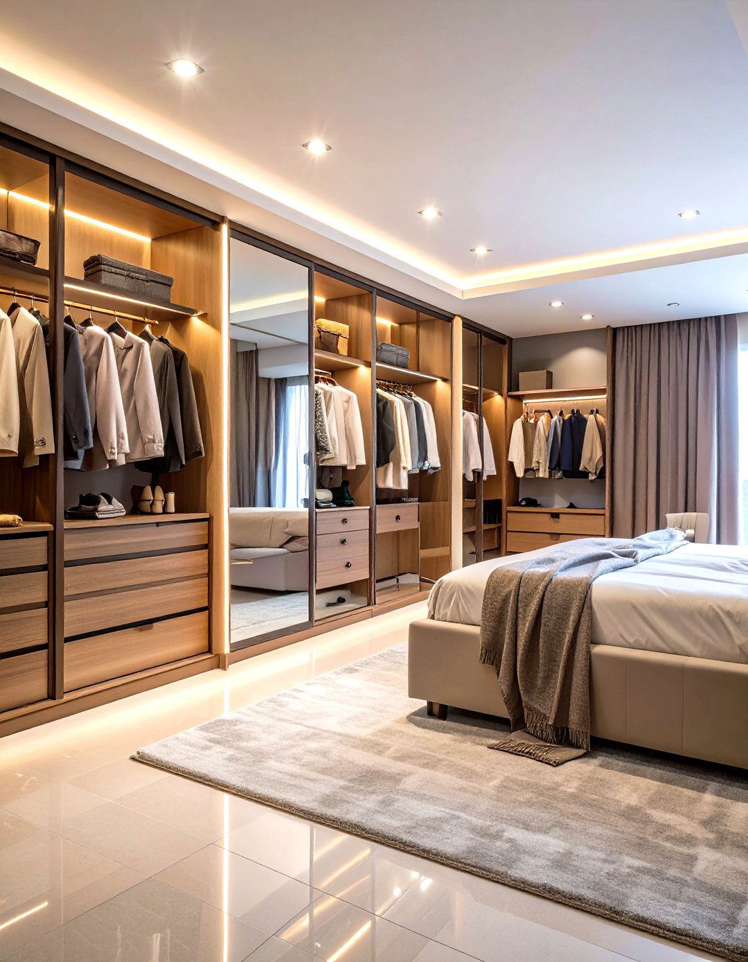 Mirror Enhanced Dressing Area - 24 Open Closet Ideas