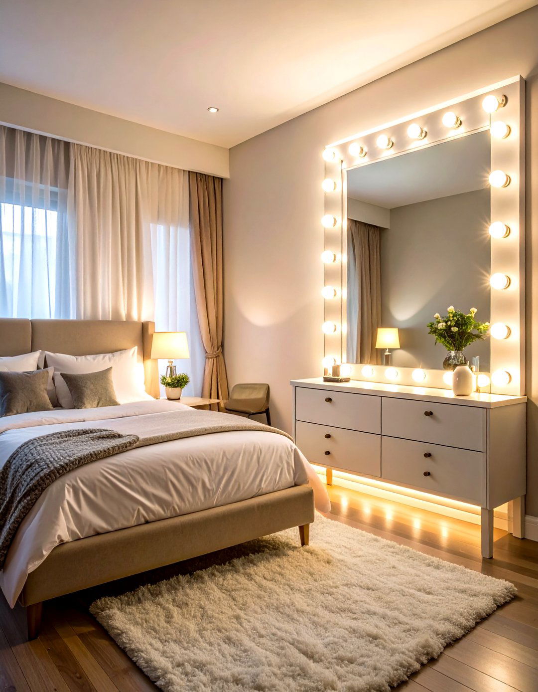 Mirror Integrated Vanity Lighting - 24 Bedroom Lighting Ideas