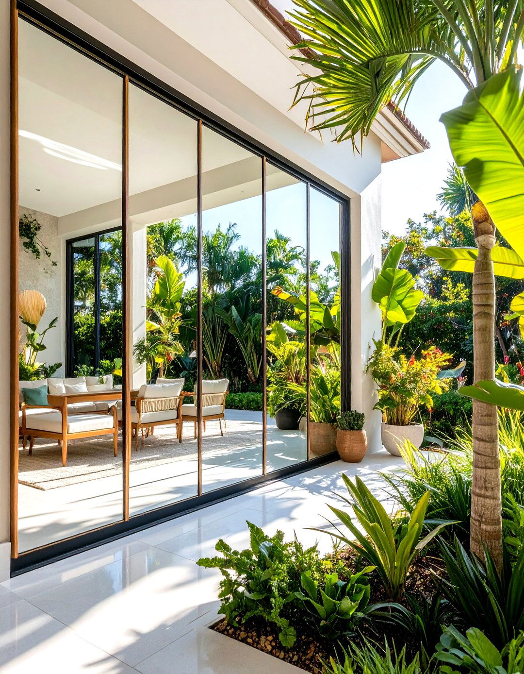 Mirror Integration Accent Walls - 24 Patio Wall Ideas