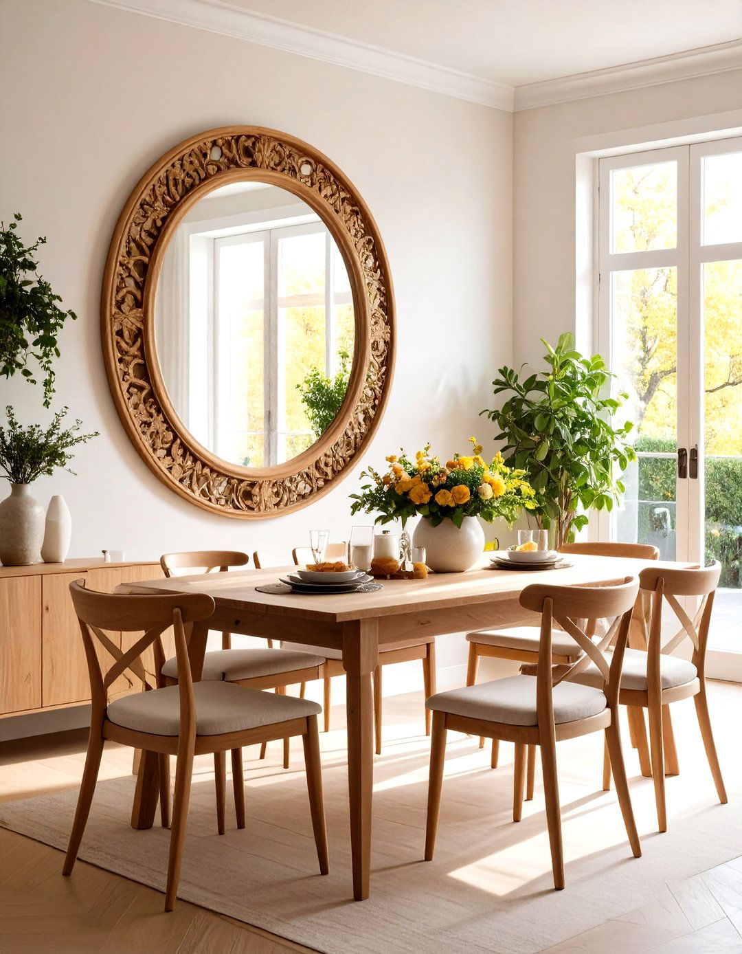 Mirror Placement for Light and Space Enhancement - 24 Transitional Dining Room Ideas